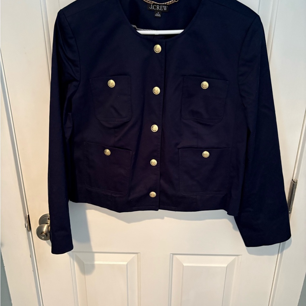 J. Crew Navy Blazer with Gold Buttons & 3/4 sleeves